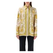 Zijden Coupe de Deaux Shirt Beige Versace , Multicolor , Dames