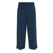 Blauwe Wide Leg Cropped Broek Victoria Beckham , Blue , Dames