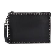 Studded Leren Clutch met ritssluiting Valentino Garavani , Black , Her...