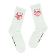 Ribbed Cotton-Blend Sock Shocks Carne Bollente , White , Unisex