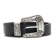 Gewassen Leren Veters Riem Golden Goose , Black , Dames