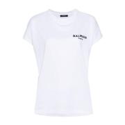 Witte Katoenen Jersey Crew Neck T-shirt Balmain , White , Dames