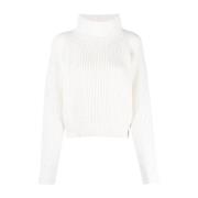 Witte Gebreide Turtleneck Sweatshirt Casual Stijl Lorena Antoniazzi , ...