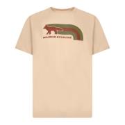 Witte Katoenen T-shirt met Frontprint Maison Kitsuné , Brown , Heren