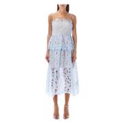 Organza Lace Midi Jurk Self Portrait , Blue , Dames