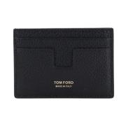 Zwarte Leren Portemonnee met Logoprint Tom Ford , Black , Heren