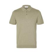 Berg Knit Polo Vetiver Melange Selected Homme , Green , Heren