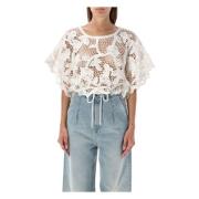 Ivory Crochet Topwear Aw24 Zimmermann , White , Dames