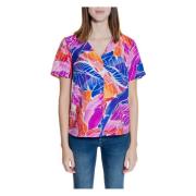 Korte Mouw V-hals Blouse Vila , Multicolor , Dames