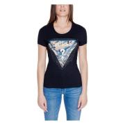 Leo Triangle T-Shirt Herfst/Winter Collectie Guess , Black , Dames