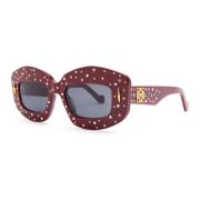 Burgundy Cat-Eye Zonnebril met Swarovski Kristallen Loewe , Red , Dame...