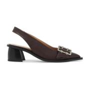 Puntige Slingback Decolleté met Unieke Hak Ganni , Brown , Dames