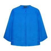 Linnen Crew Shirt Driekwart Mouw Elena Mirò , Blue , Dames