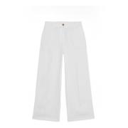 Wijde Linnen Broek Oltre , White , Dames