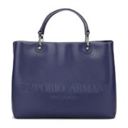 Blauwe Shoppingtas met Verstelbare Band Emporio Armani , Blue , Dames