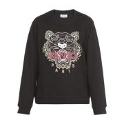 Zwarte Tiger Logo Katoenen Sweater Kenzo , Black , Heren
