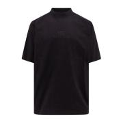 Geborduurd Logo Stretch Katoenen T-Shirt Balenciaga , Black , Heren