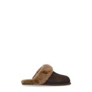 Bruin Leren Pantoffels Ronde Neus UGG , Brown , Dames