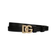 Designer Riemen met Goudkleurig Logo Dolce & Gabbana , Black , Dames