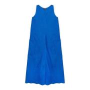 Linnen jurk met tanktopstijl Elena Mirò , Blue , Dames