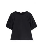 T-shirt met Pofmouwen Oltre , Black , Dames