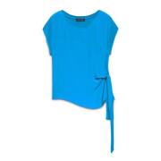 Zijdelingse Knoop T-Shirt Elena Mirò , Blue , Dames