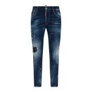 Blauwe Slim Fit Gebruikte Wassing Jeans Dsquared2 , Blue , Heren