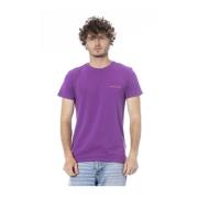 Paarse Logo Print Crew Neck T-shirt Trussardi , Purple , Heren