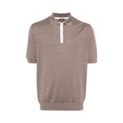 Zijde-Katoen Polo Shirt Bruin Kiton , Brown , Heren