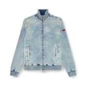 Track Denim Zip-Up Sweatshirt Diesel , Blue , Heren