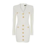 Witte Gebreide Knoopjurk Balmain , White , Dames