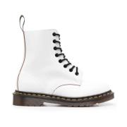 Vintage Quilon Combat Boots Wit Leer Dr. Martens , White , Dames