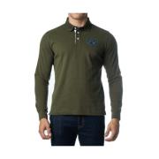 Lange mouw groene polo met blauw logo La Martina , Green , Heren