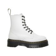 Witte Gepolijste Gladde Plateau Laarzen Dr. Martens , White , Dames