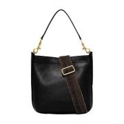 Zwarte leren crossbodytas visgraatpatroon Gianni Chiarini , Black , Da...