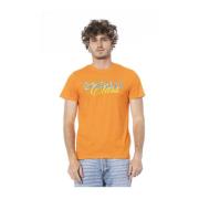 Oranje Logo Print Katoenen T-shirt Cavalli Class , Orange , Heren