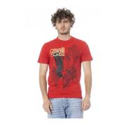 Heren Logo Print Crew Neck T-Shirt Cavalli Class , Red , Heren