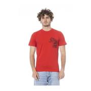 Logo Print Katoenen T-shirt Cavalli Class , Red , Heren