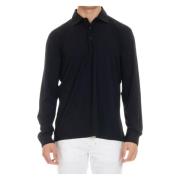 Long Sleeve Wool Polo Herno , Blue , Heren