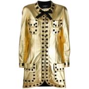Pre-owned Leather outerwear Chanel Vintage , Yellow , Dames