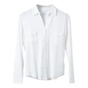 Elegant LS Pocket Polo Shirt Majestic Filatures , White , Dames