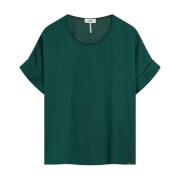 Elegante Viscose Blouse met Korte Mouwen Cinque , Green , Dames