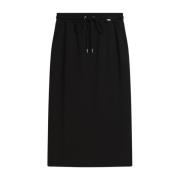 Feminine Midi Rok met Korte Splitten Cinque , Black , Dames