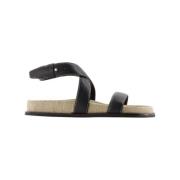 Leather sandals TotêMe , Black , Dames