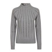 Kristal Kabelgebreide Hoge Hals Trui Ermanno Scervino , Gray , Dames