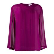 Pre-owned Silk tops Chanel Vintage , Purple , Dames