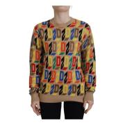 Bruine Bedrukte Crew Neck Sweater Dsquared2 , Multicolor , Dames