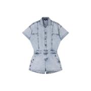 Denim playsuit met verstelbare bandjes Alix The Label , Blue , Dames