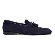 Klassieke Suede Loafer Santoni , Blue , Heren