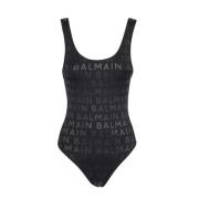 Dames Eendelig Badpak met Diepe Ruguitsnijding Balmain , Black , Dames